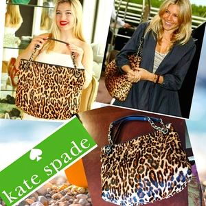New! Kate Spade Streetcar Leopard Calfhair Handbag